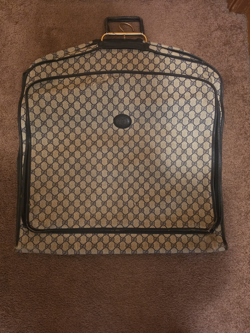 Vintage Gucci Gray & Navy GG Canvas Travel Garment Carrier